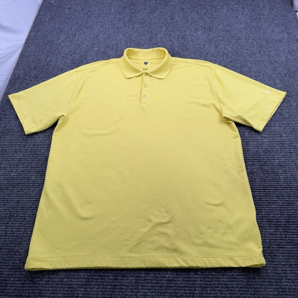 Nike Performance Golf Polo Shirt Men's Size XL Solid Yellow Swoosh Stretch
